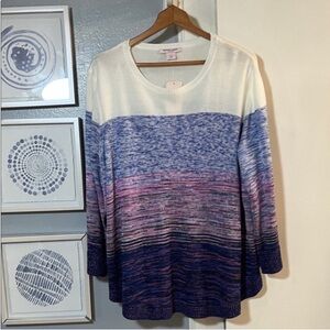 NWT Allison Daley Womens Plus Size 3X Blue Pink Gradient Sweater